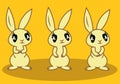 Funny cartoon rabbit, set of three poses. Royalty Free Stock Photo